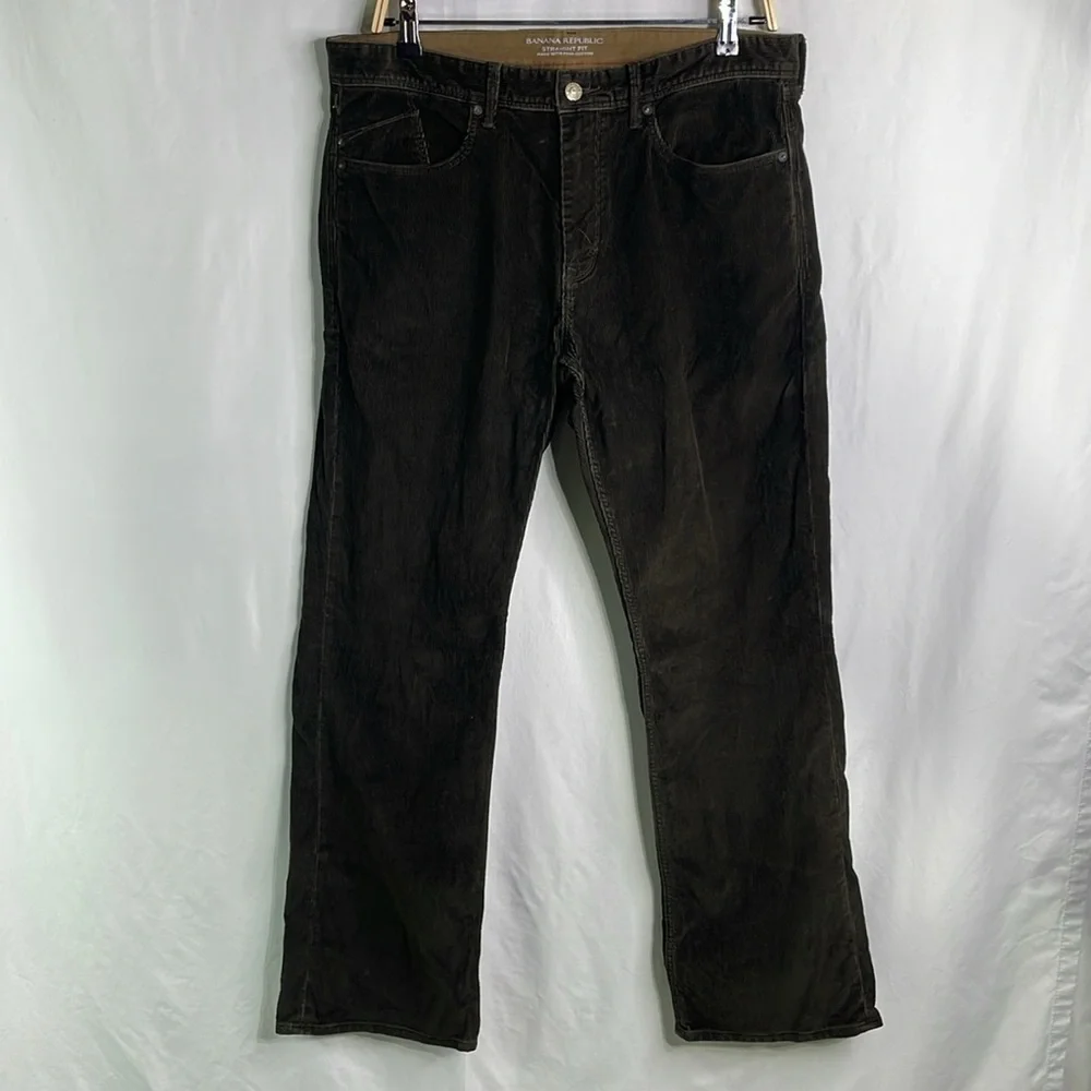 Banana republic, dark brown straight, fit cotton corduroy jeans